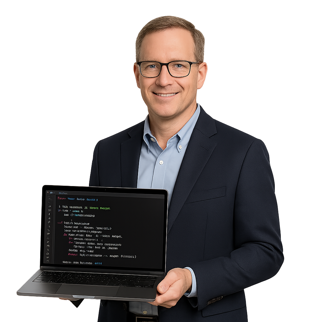 Executive with computer